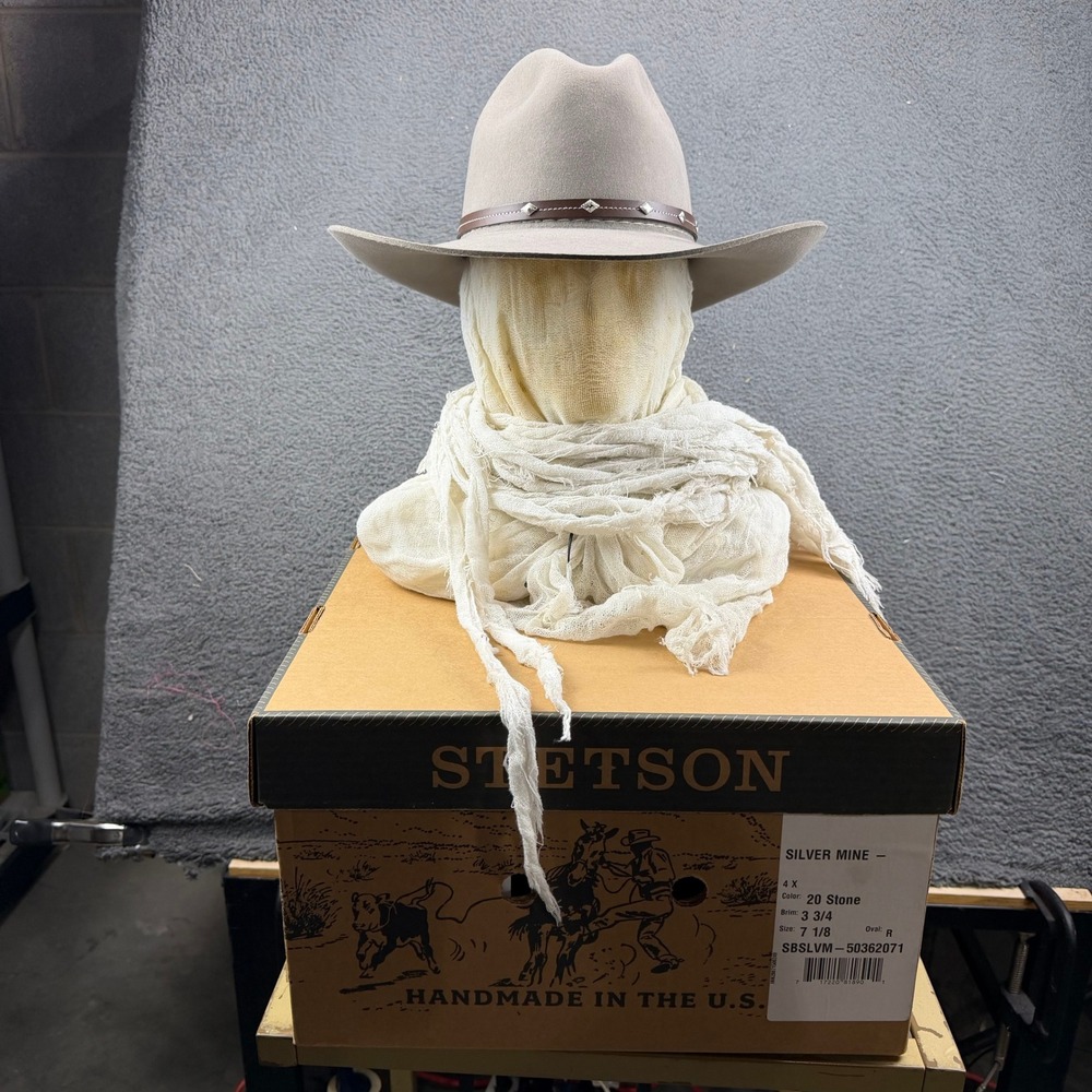 Stetson Silver Mine 4X Buffalo Felt Cowboy Hat 20 Stone 7 1/8 SBSLVM-50362071